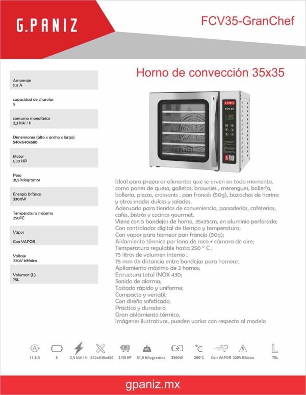 Horno Convección FTE 300 Gpaniz Gpaniz México